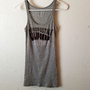 Aeropostale California Embroidered Spellout Tank in Gray Size M